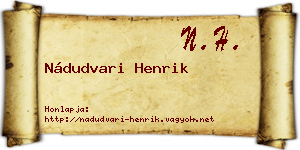 Nádudvari Henrik névjegykártya